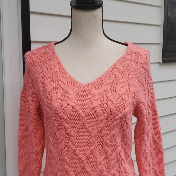 Worthington V-Neck Cable Knit Sweater Size Small - Picture 2 of 9